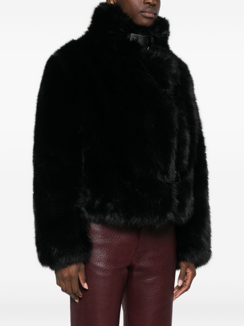 MOLLIOLLI Royal Faux Fur Jacket with Buckle Detail for Women