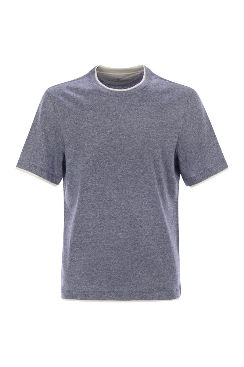 BRUNELLO CUCINELLI Crew-Neck T-Shirt with Faux Layering