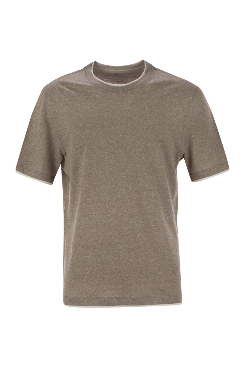 BRUNELLO CUCINELLI Crew-Neck T-Shirt with Faux Layering for Men