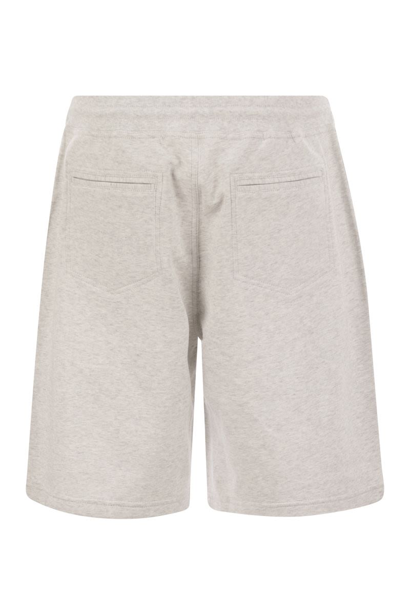 BRUNELLO CUCINELLI Men's Bermuda Shorts in Soft Techno Cotton Fleece with Piping