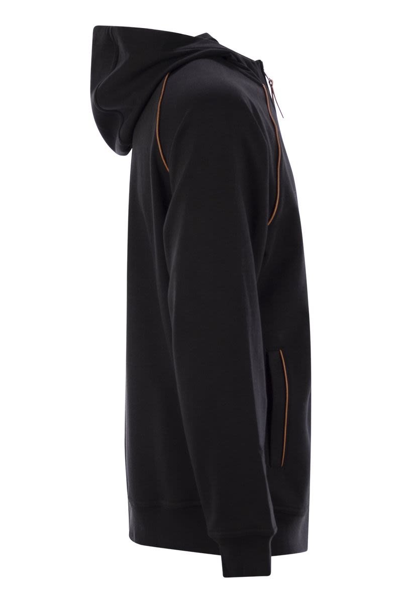 BRUNELLO CUCINELLI Men's Techno Cotton Fleece Hooded Topwear with Zip