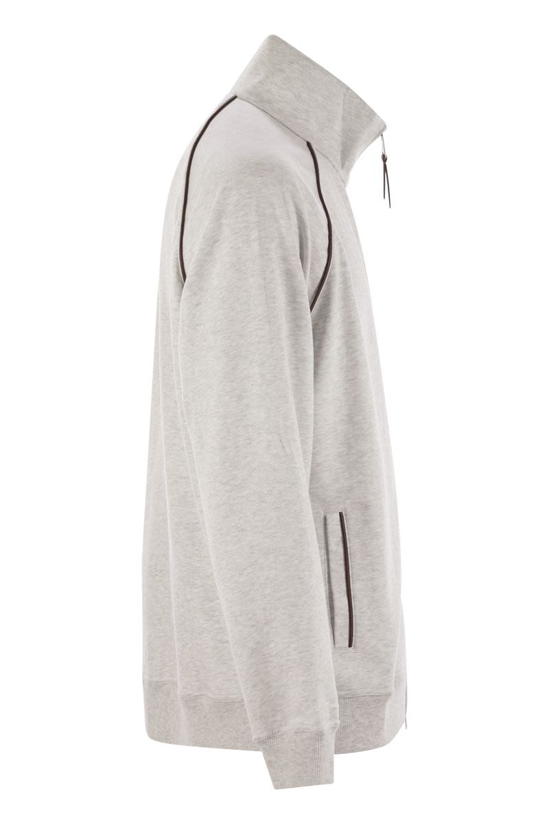 BRUNELLO CUCINELLI High-Necked Travel Topwear with Zip and Piping