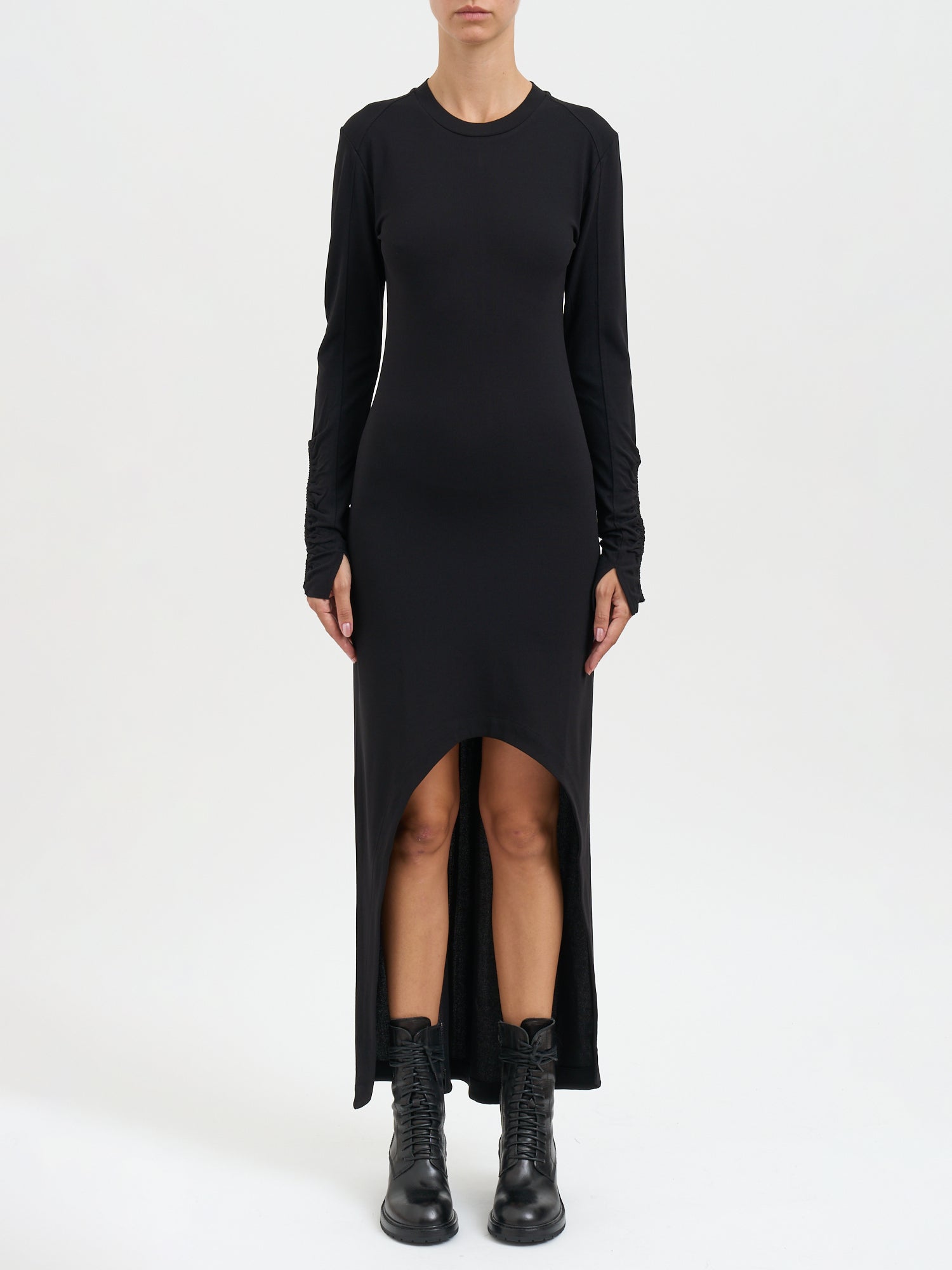 THOM KROM Long Viscose Dress with Long Sleeves - Size S