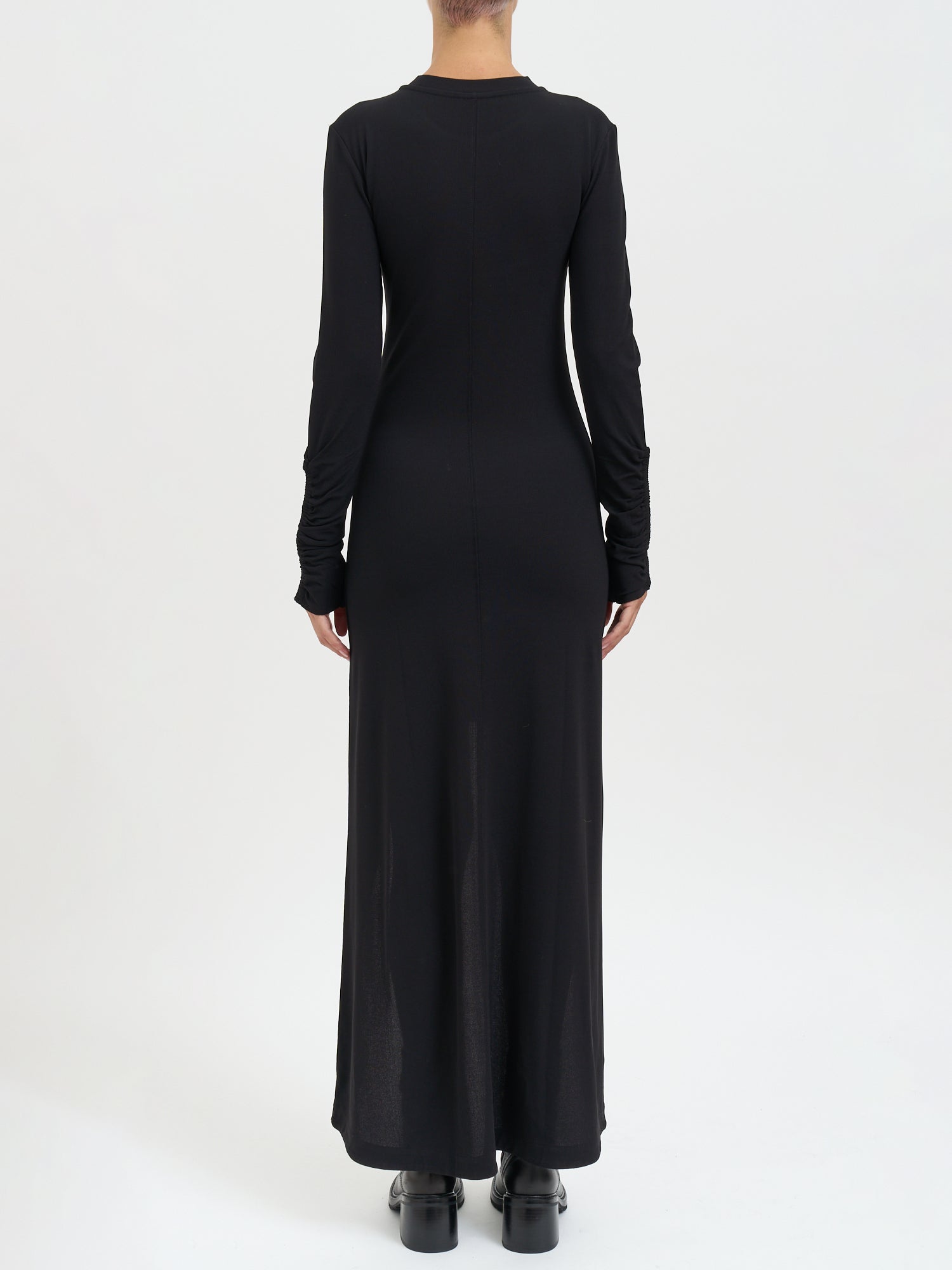 THOM KROM Long Viscose Dress with Long Sleeves - Size S
