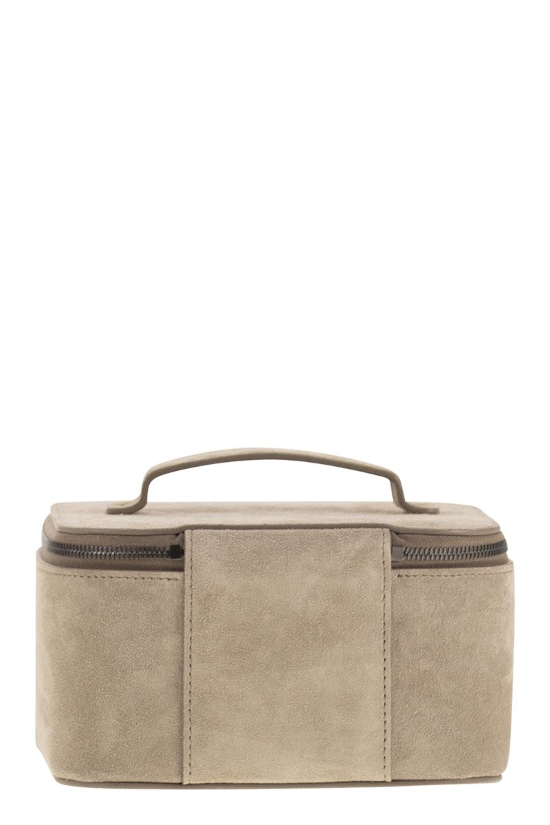 BRUNELLO CUCINELLI Mini Suede Jewellery Box with Double Zip Closure