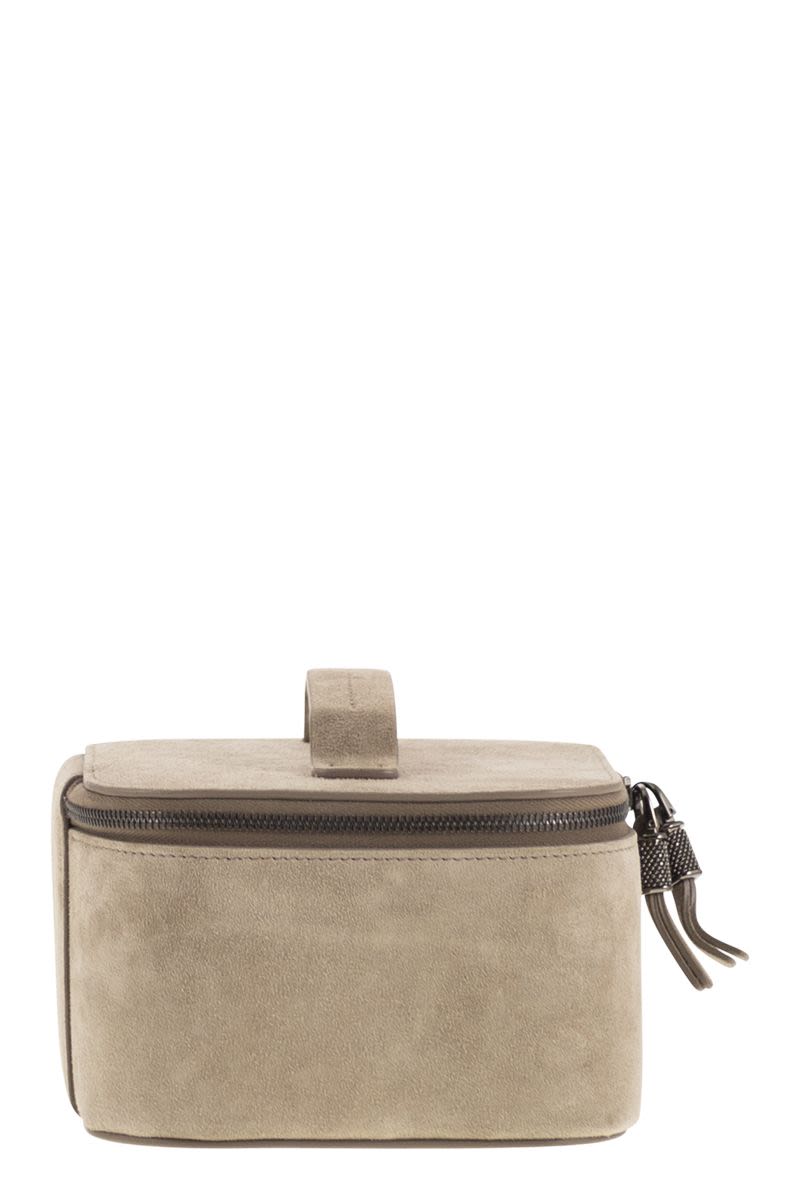 BRUNELLO CUCINELLI Mini Suede Jewellery Box with Double Zip Closure