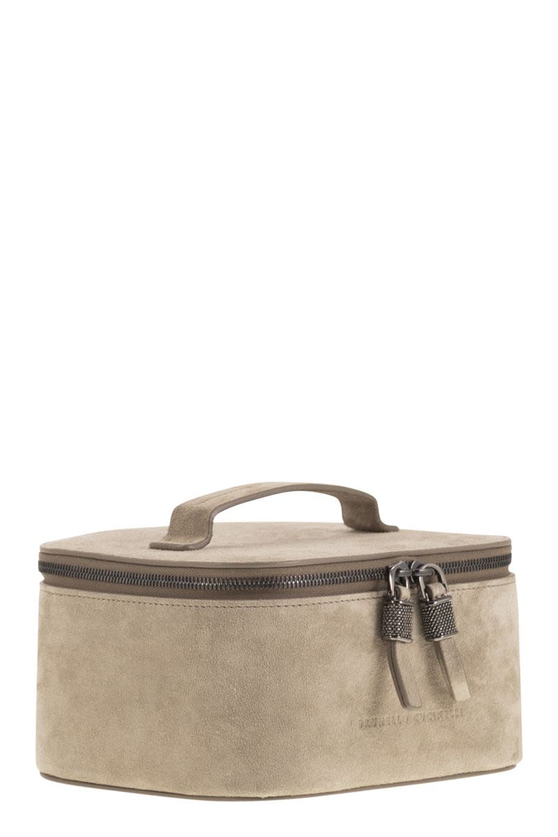 BRUNELLO CUCINELLI Mini Suede Jewellery Box with Double Zip Closure
