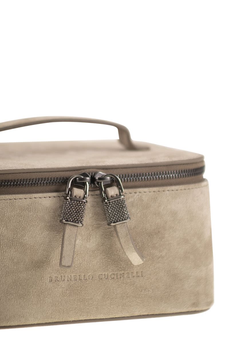 BRUNELLO CUCINELLI Mini Suede Jewellery Box with Double Zip Closure