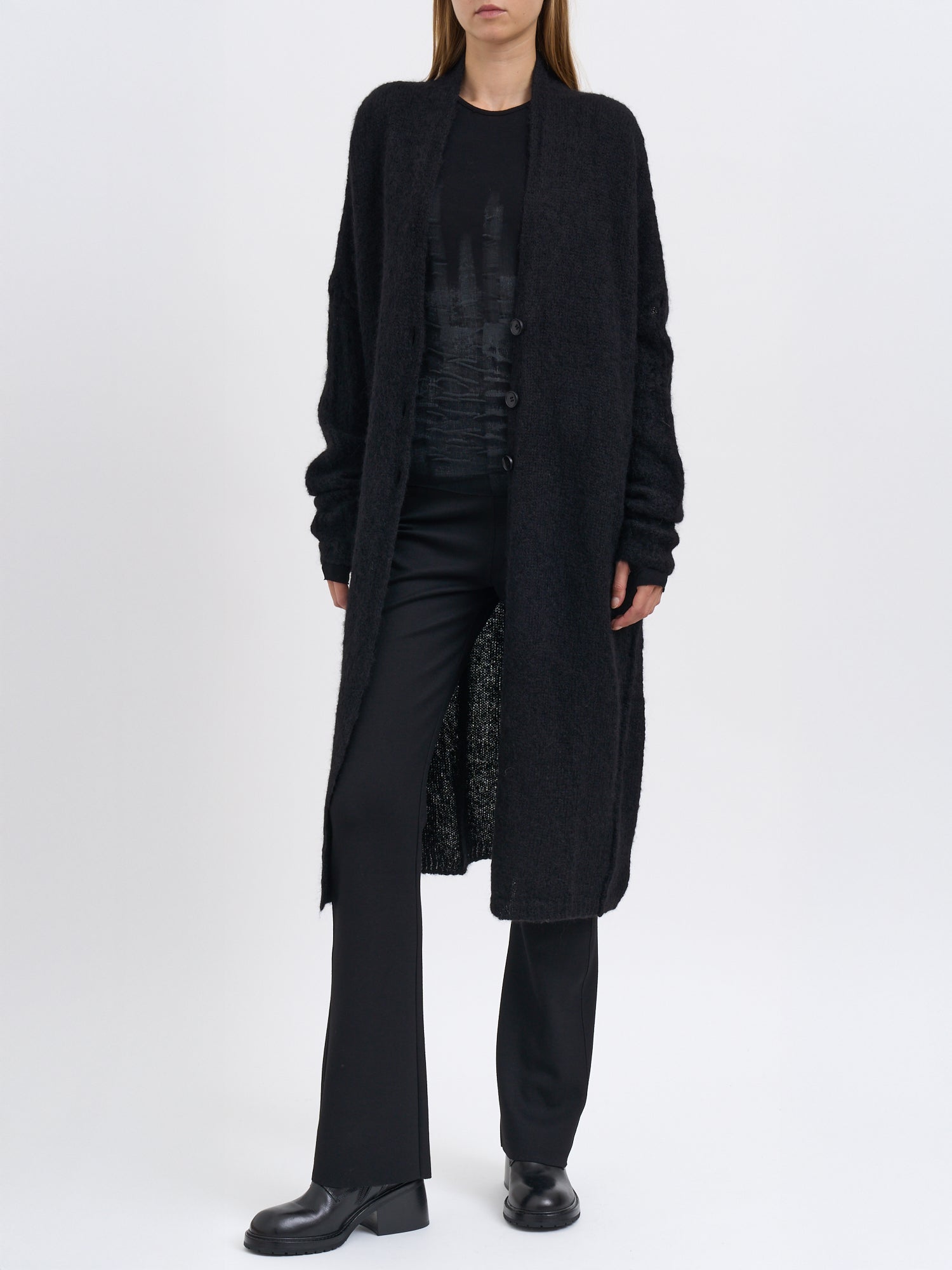 THOM KROM Long Oversized Cardigan with Fitted Sleeves