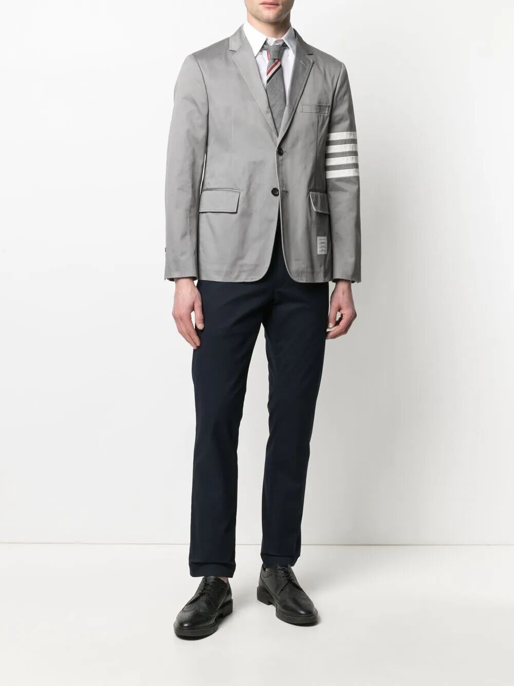 THOM BROWNE Classic Long Sleeve Button-Down Shirt with Contrast Placket