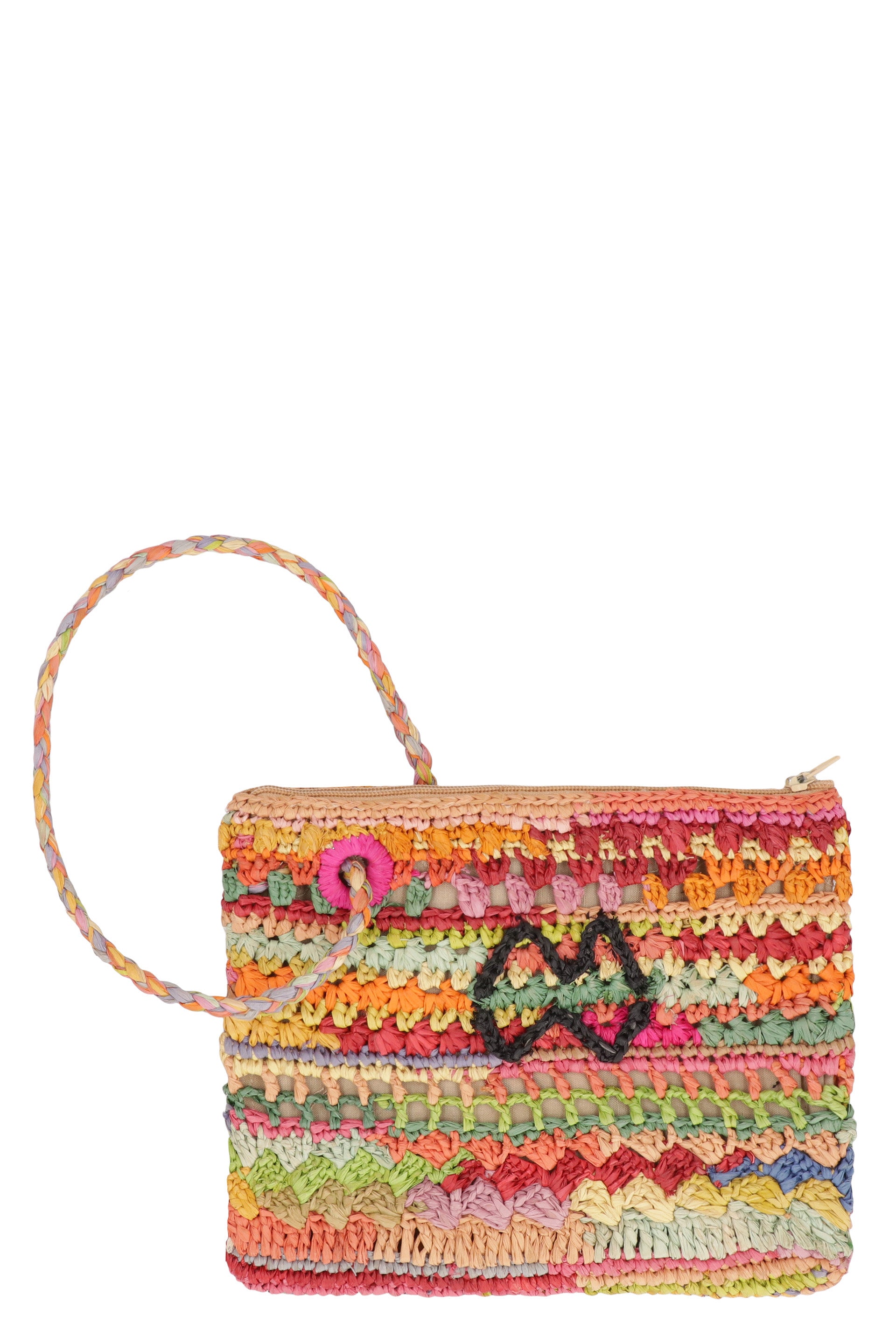 MADE FOR A WOMAN Raffia Mini Clutch with Detachable Wrist Strap