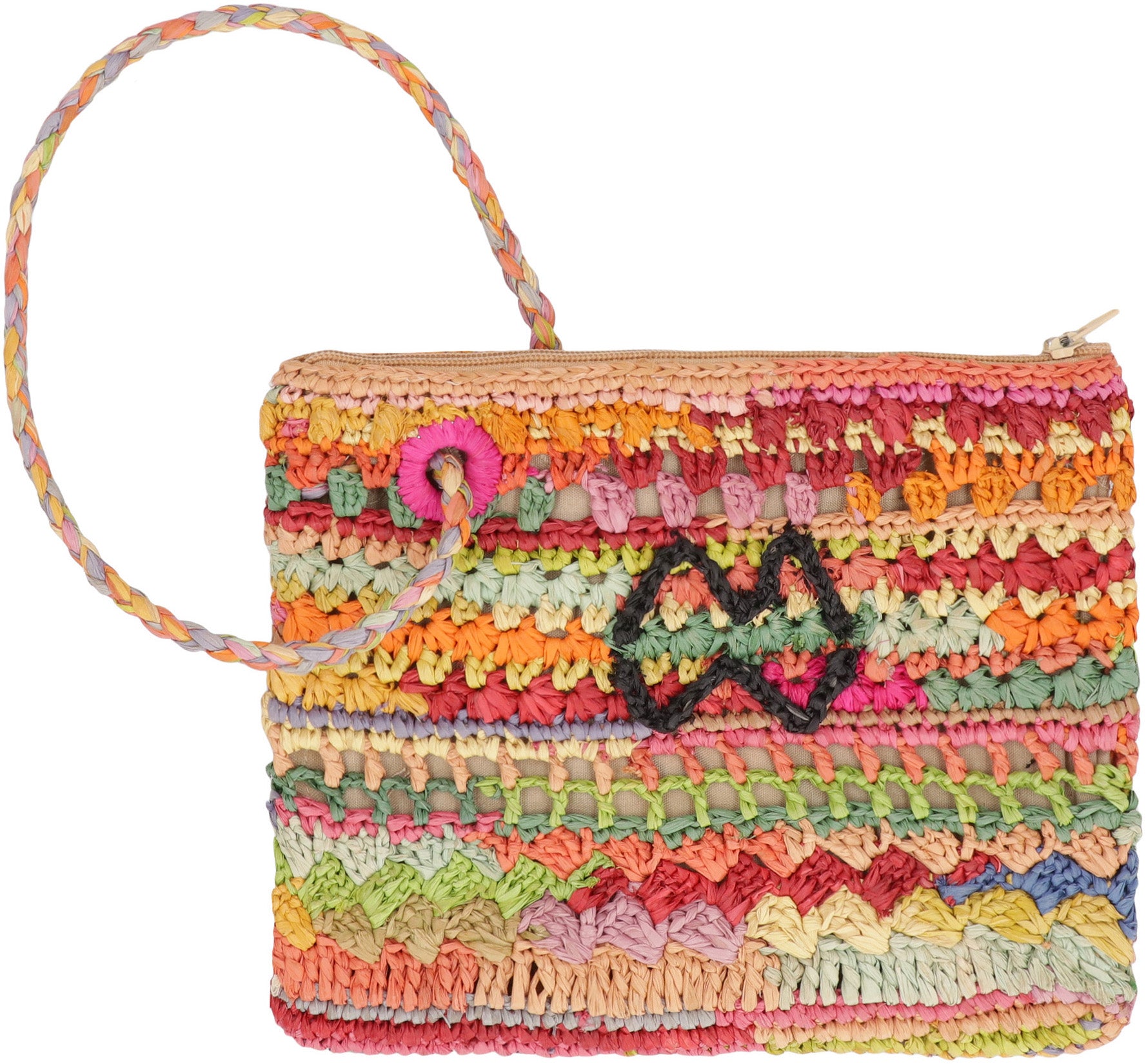 MADE FOR A WOMAN Raffia Mini Clutch with Detachable Wrist Strap