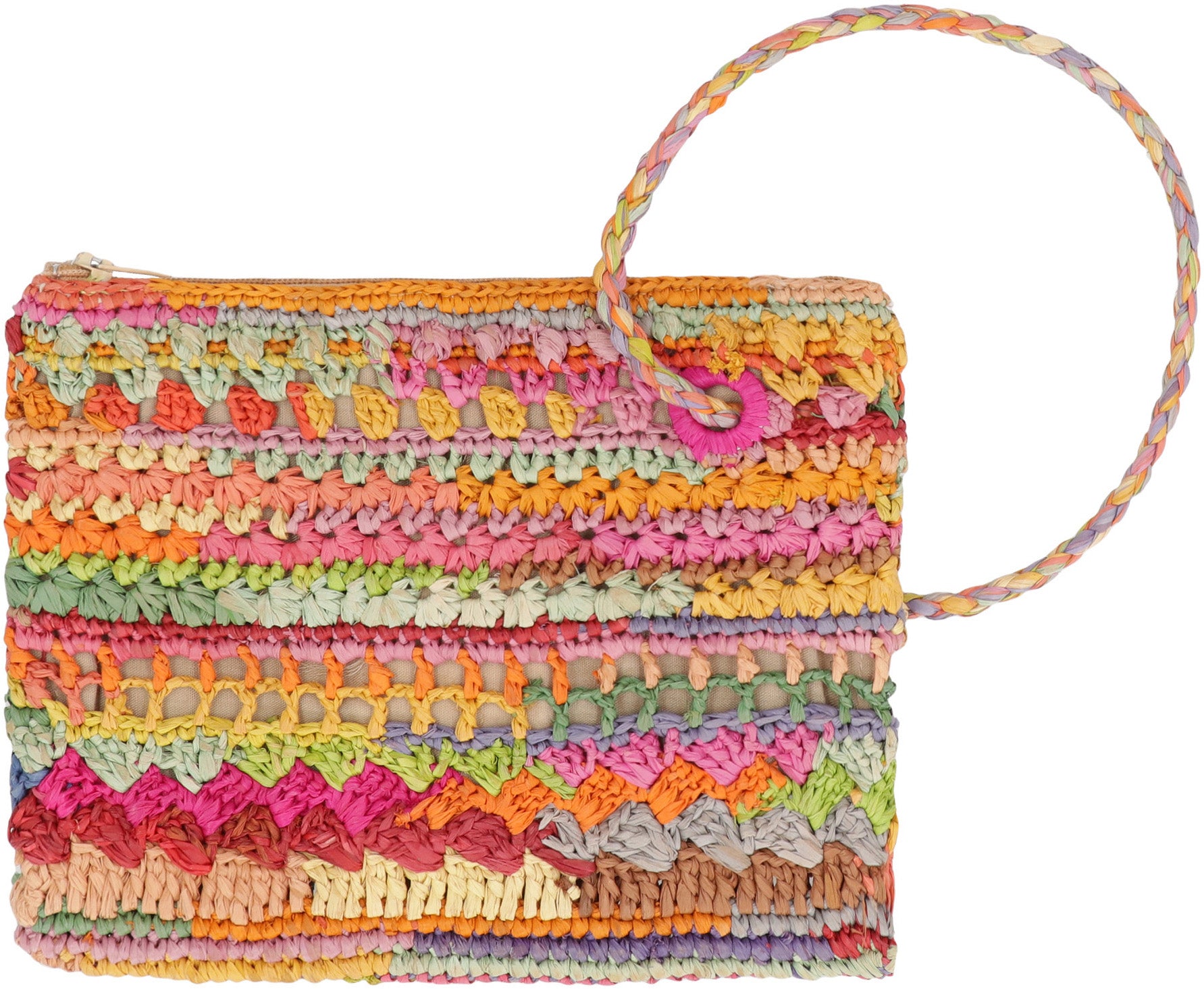 MADE FOR A WOMAN Raffia Mini Clutch with Detachable Wrist Strap