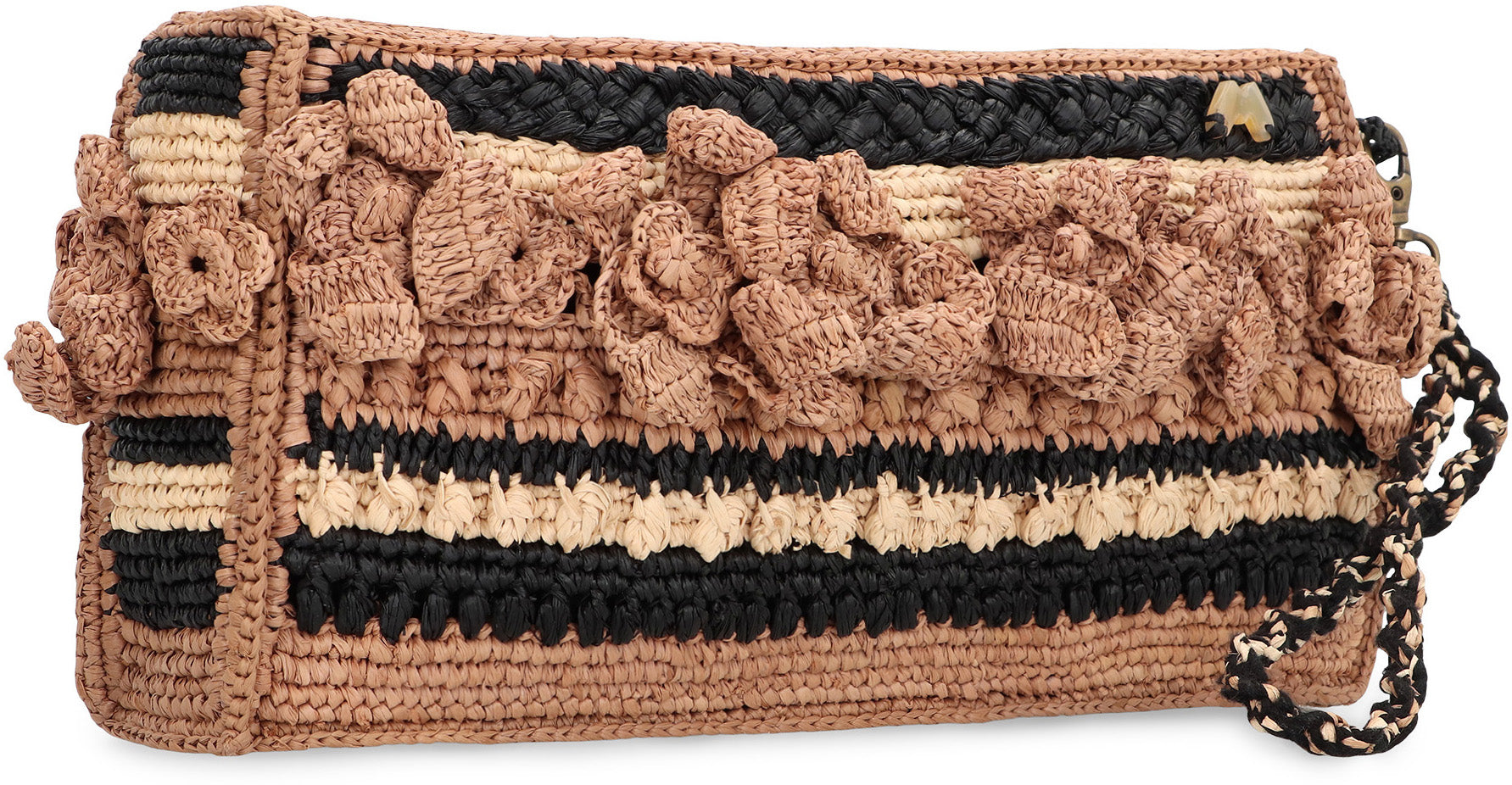 MADE FOR A WOMAN Mini Raffia Clutch with Detachable Wrist Strap