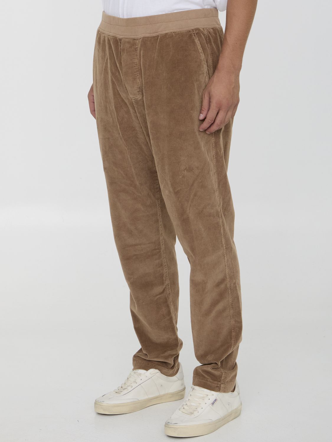JAMES PERSE Corduroy Pants with Elastic Waistband - Regular Fit