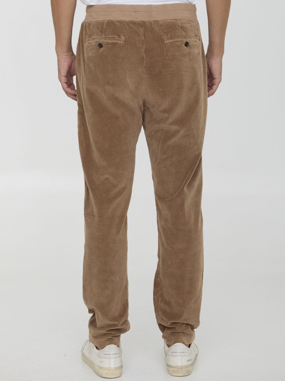JAMES PERSE Corduroy Pants with Elastic Waistband - Regular Fit