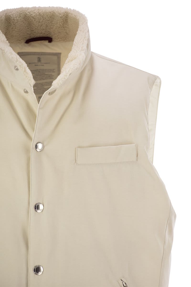 BRUNELLO CUCINELLI Sleeveless Down Jacket with Sheepskin Collar