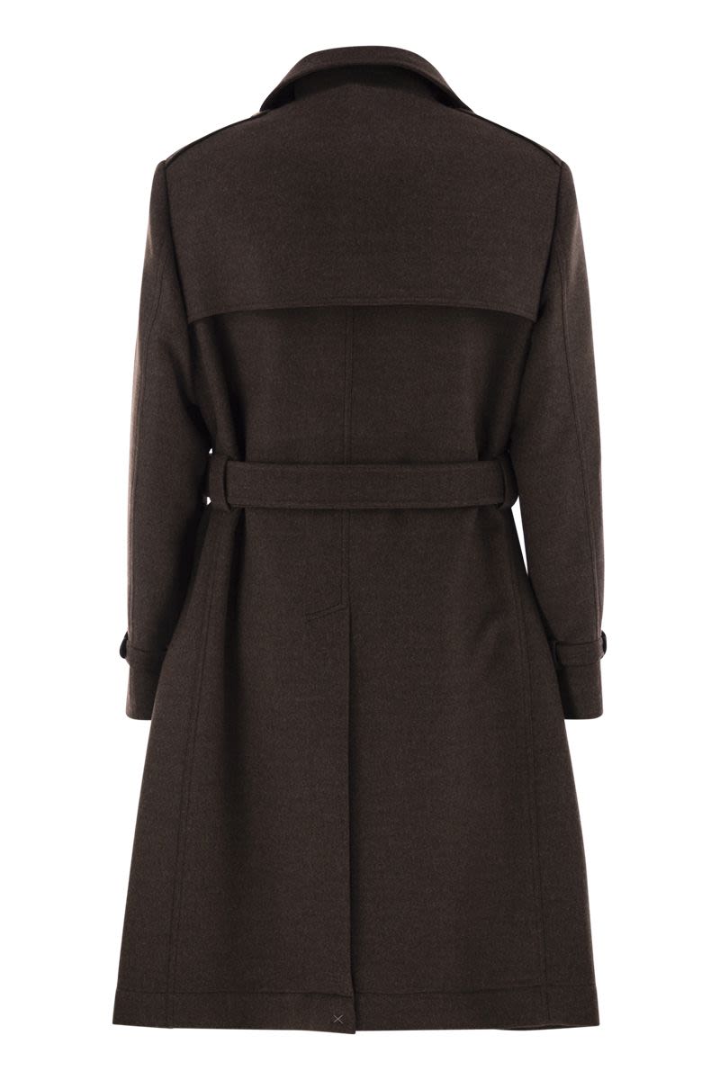 BRUNELLO CUCINELLI Classic Wool Trench Jacket for Men