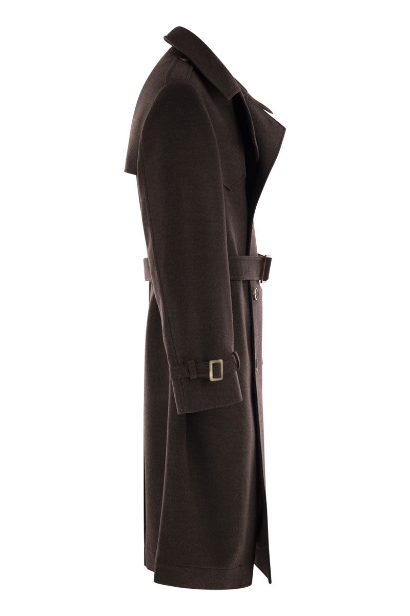 BRUNELLO CUCINELLI Classic Wool Trench Jacket for Men