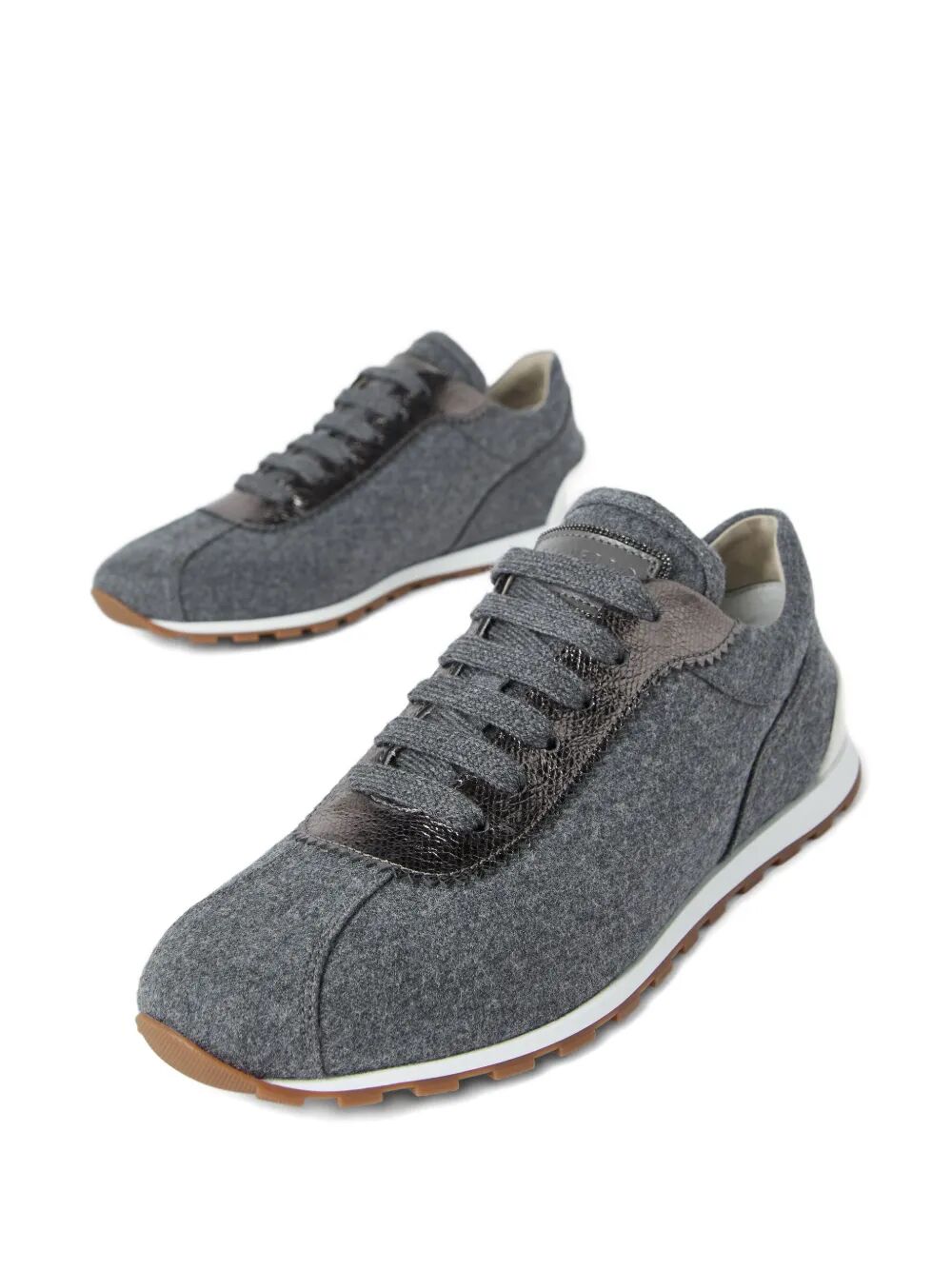 BRUNELLO CUCINELLI Wool and Leather Low-Top Sneakers for Women