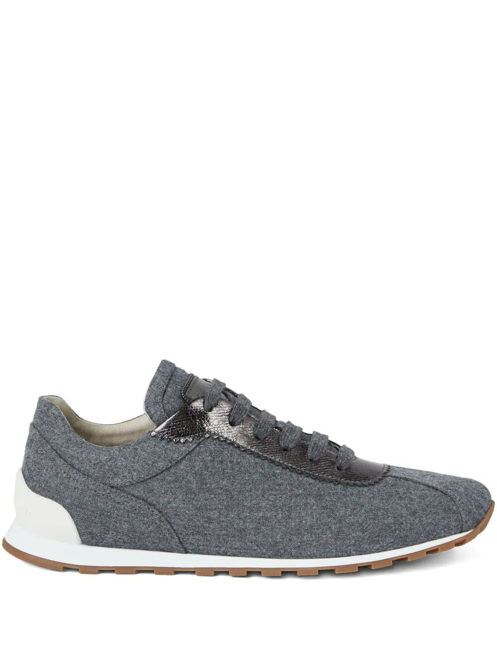 BRUNELLO CUCINELLI Wool and Leather Low-Top Sneakers for Women