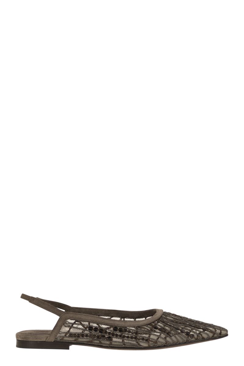 BRUNELLO CUCINELLI Sparkling Abstract Embroidered Suede Sandal with Comfortable Fit