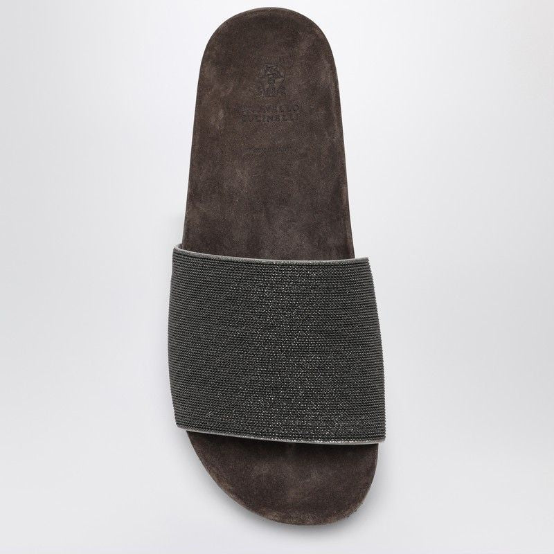 BRUNELLO CUCINELLI Precious Slide Sandals in Suede