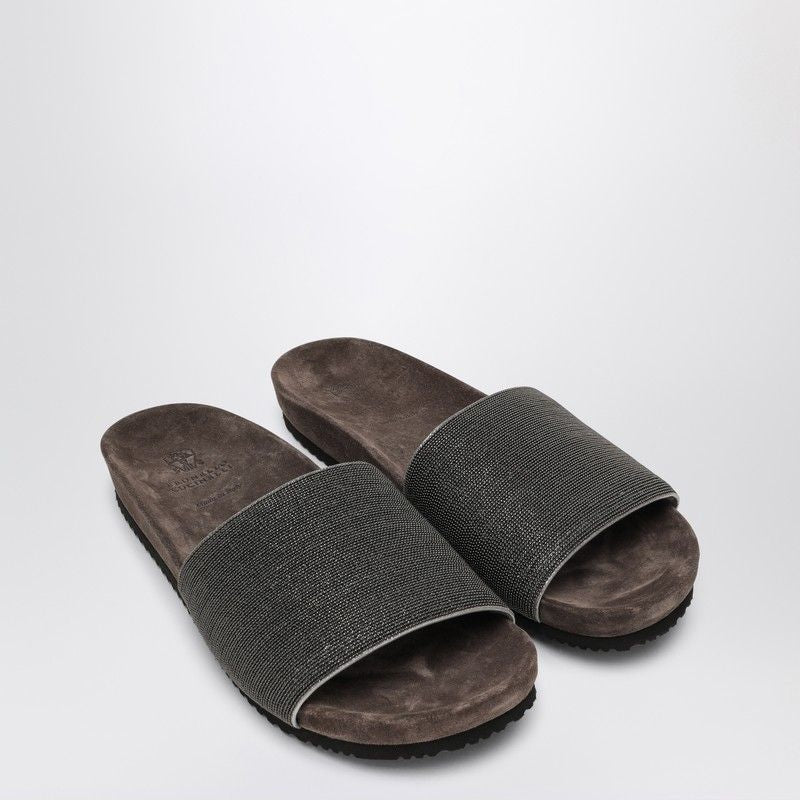 BRUNELLO CUCINELLI Precious Slide Sandals in Suede