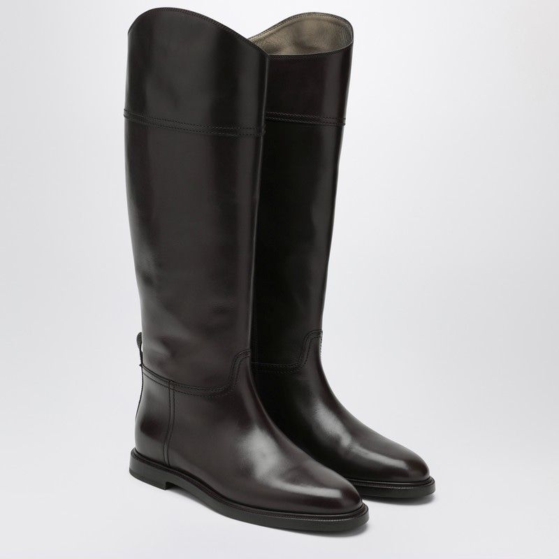 BRUNELLO CUCINELLI Stylish Leather Boots with Shiny Detail