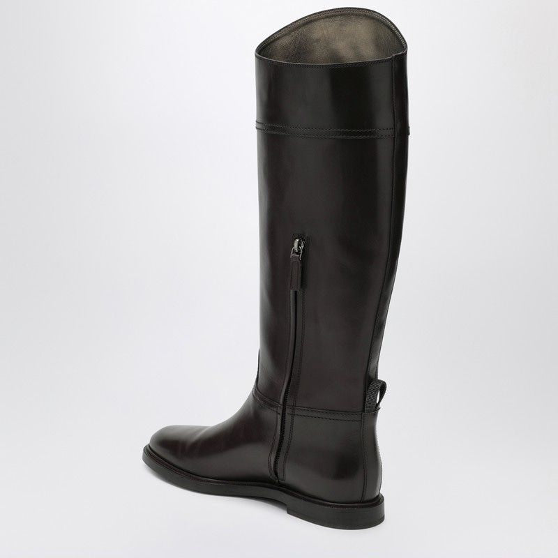 BRUNELLO CUCINELLI Stylish Leather Boots with Shiny Detail