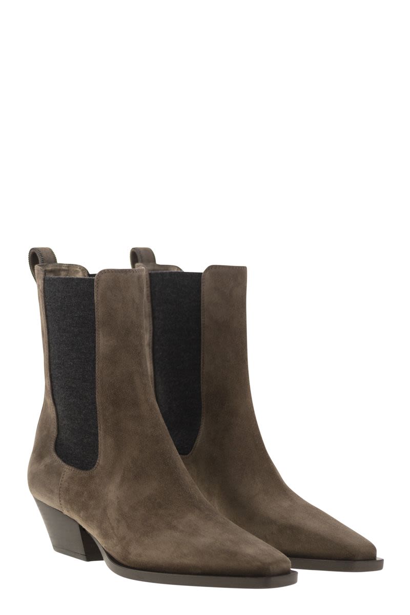 BRUNELLO CUCINELLI Women's Texan Suede Ankle Boot - 4.5 cm Heel