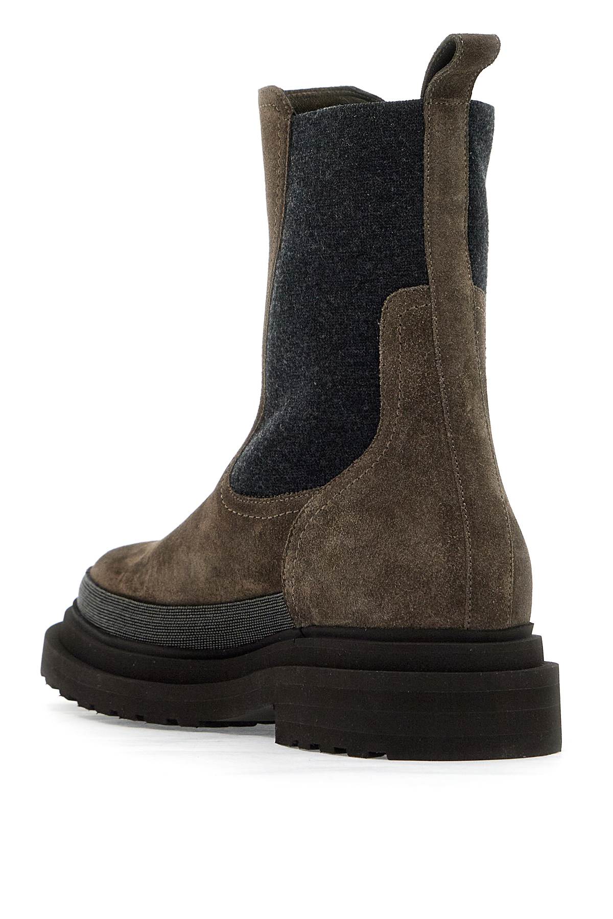 BRUNELLO CUCINELLI Signature Suede Boots with Monili Chain Detail