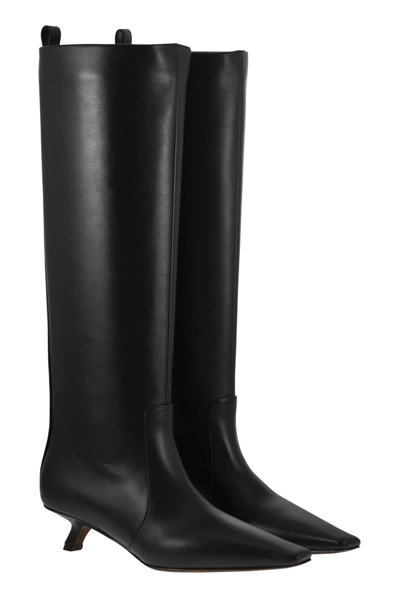 BRUNELLO CUCINELLI Nappa Leather Boots with Shiny Loop Detail - 4 cm Heel