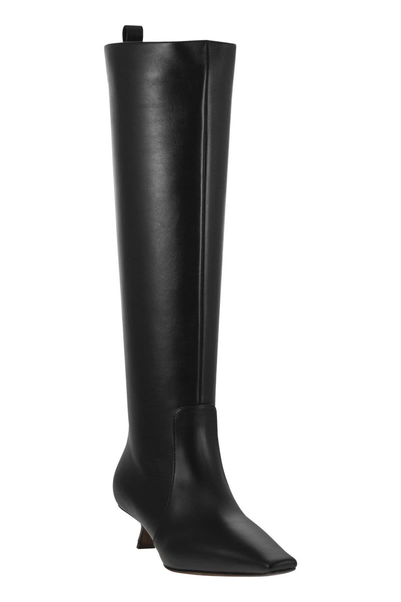 BRUNELLO CUCINELLI Nappa Leather Boots with Shiny Loop Detail - 4 cm Heel