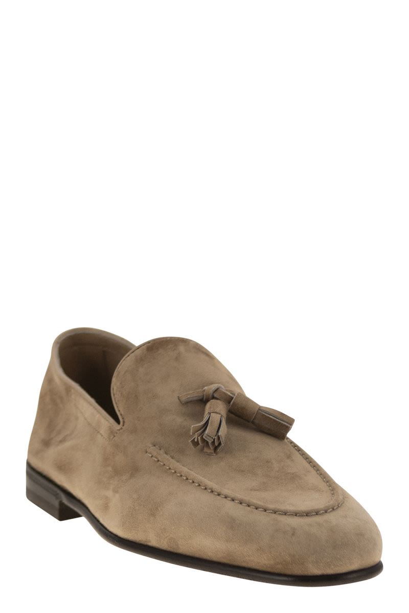 BRUNELLO CUCINELLI Suede Tassel Moccasins for Men - Heel Height: 2.5 cm