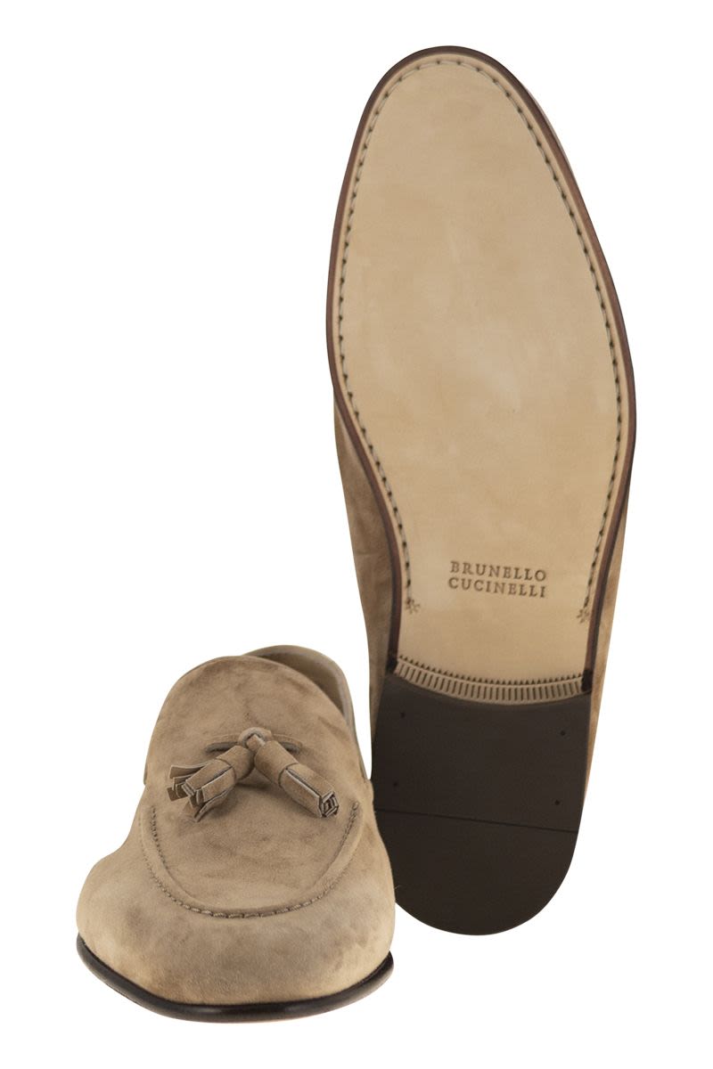 BRUNELLO CUCINELLI Suede Tassel Moccasins for Men - Heel Height: 2.5 cm