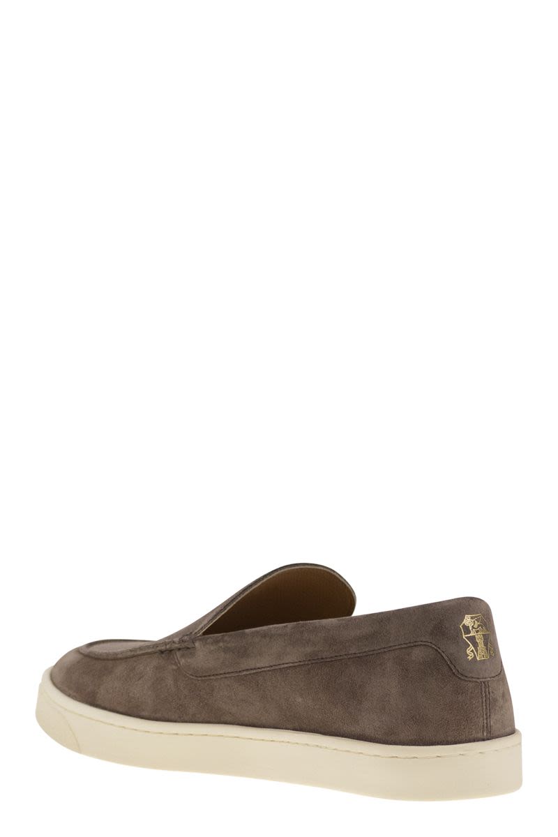 BRUNELLO CUCINELLI Chevron-Effect Suede Moccasins for Men