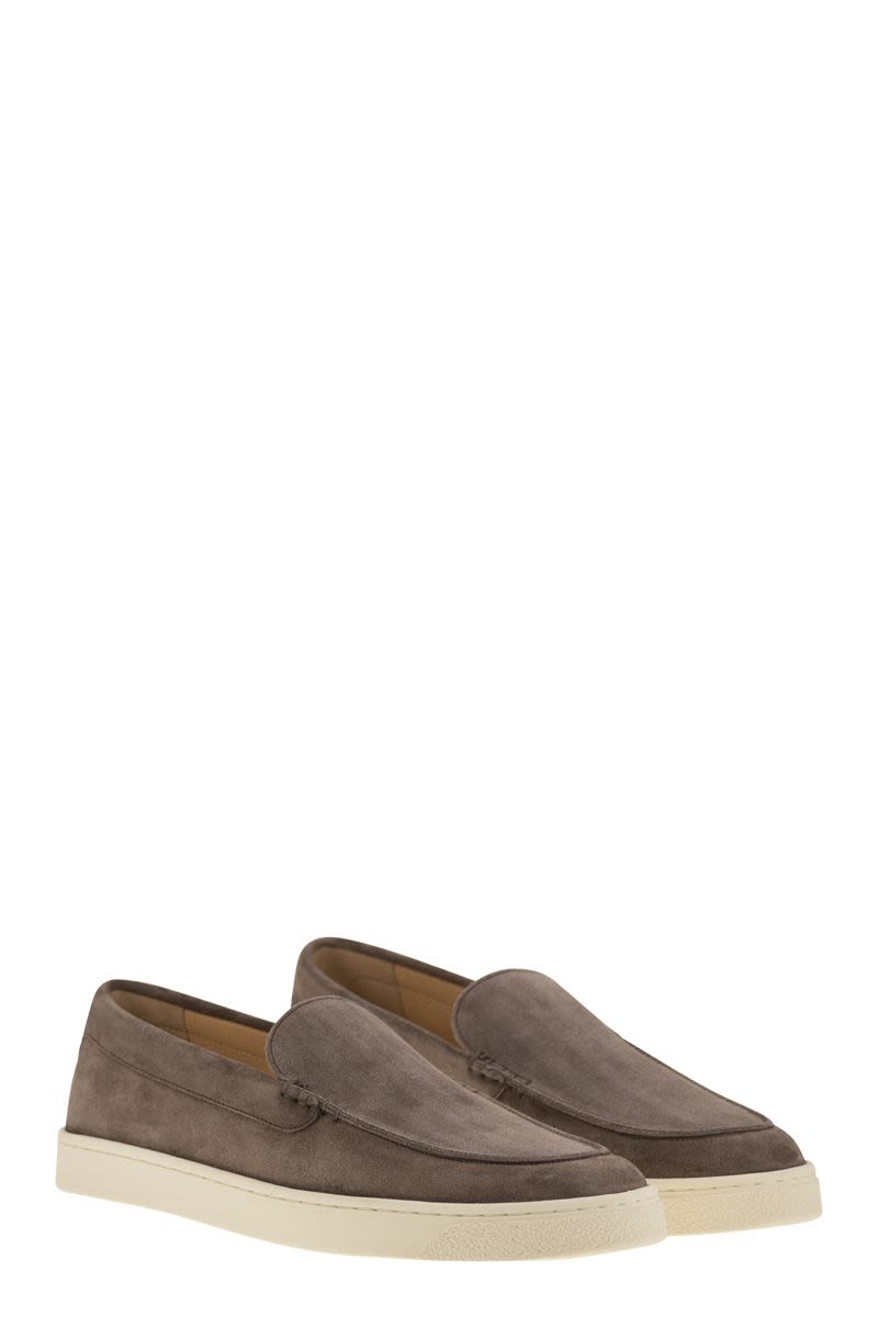 BRUNELLO CUCINELLI Chevron-Effect Suede Moccasins for Men