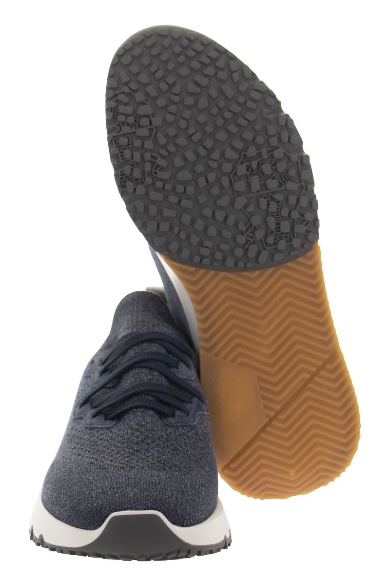 BRUNELLO CUCINELLI Cotton Knit Lace-Up Trainers for Men