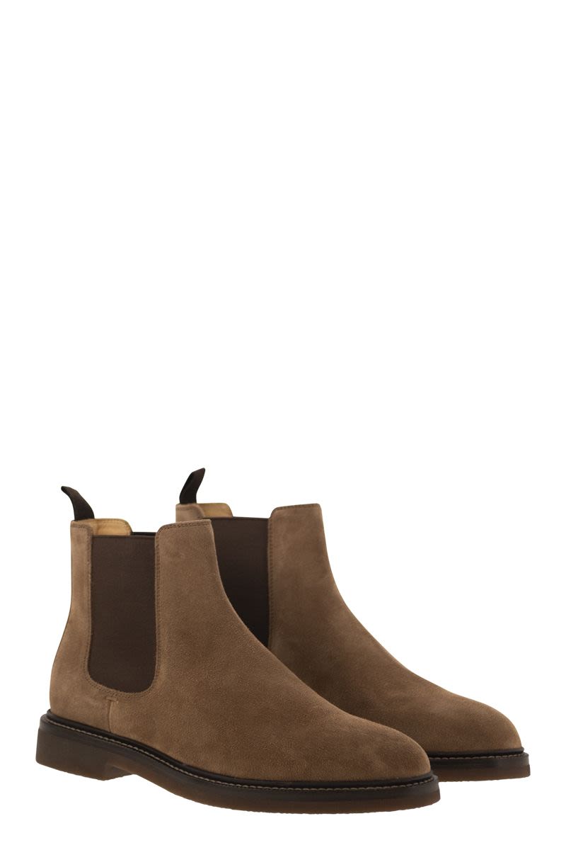 BRUNELLO CUCINELLI Suede Ankle Boots with Elasticated Sides