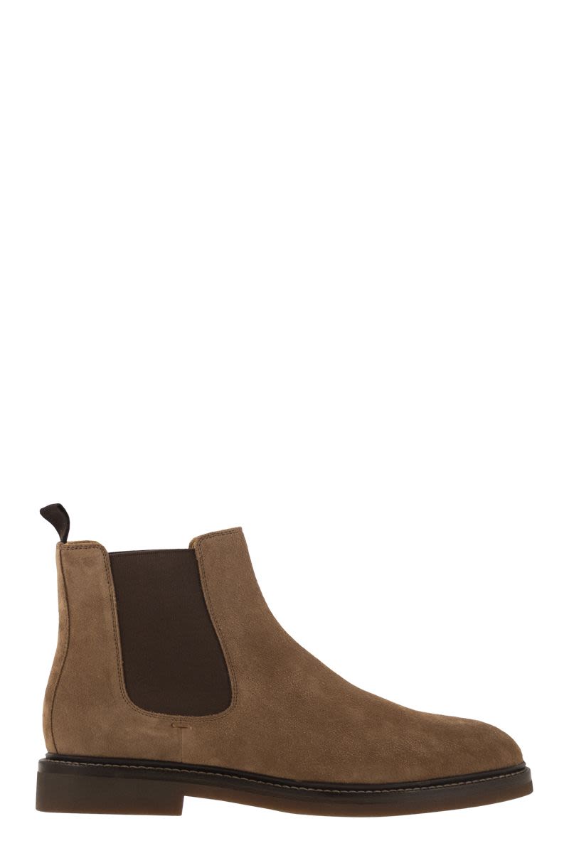 BRUNELLO CUCINELLI Suede Ankle Boots with Elasticated Sides