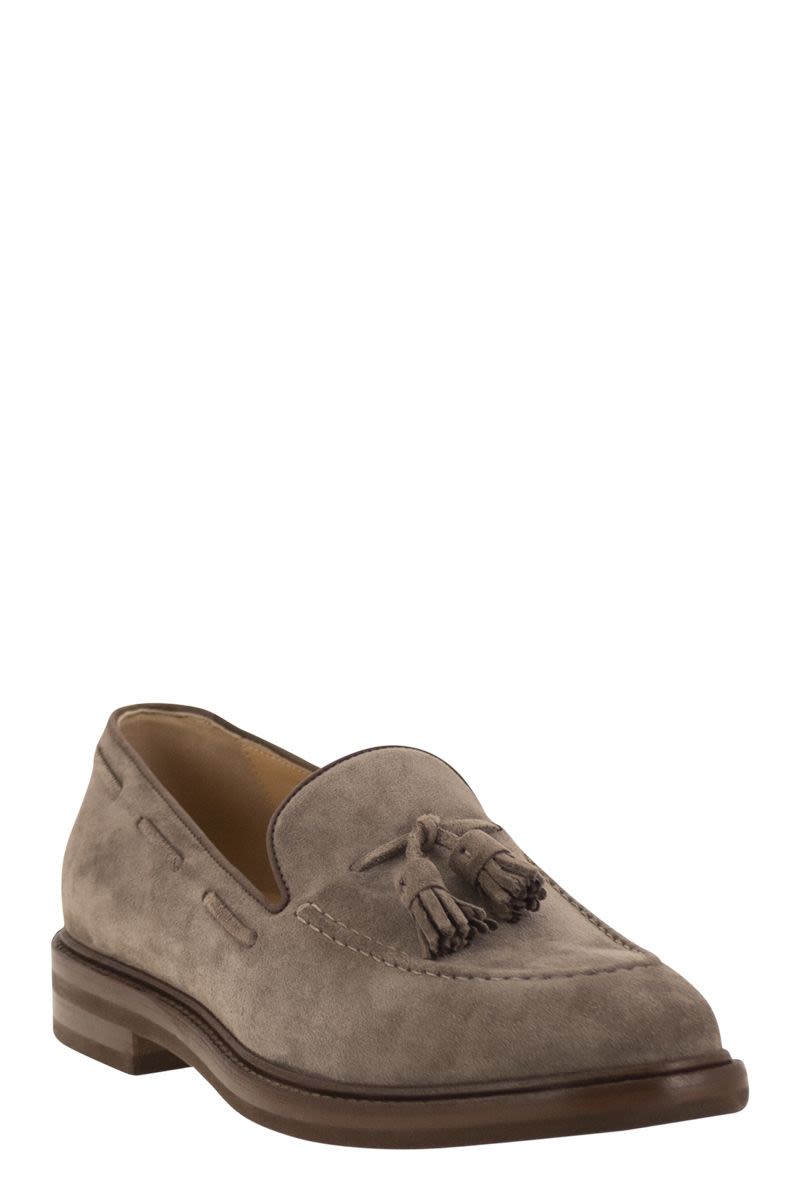 BRUNELLO CUCINELLI Suede Mules with Tassels - Men's Fashion Footwear