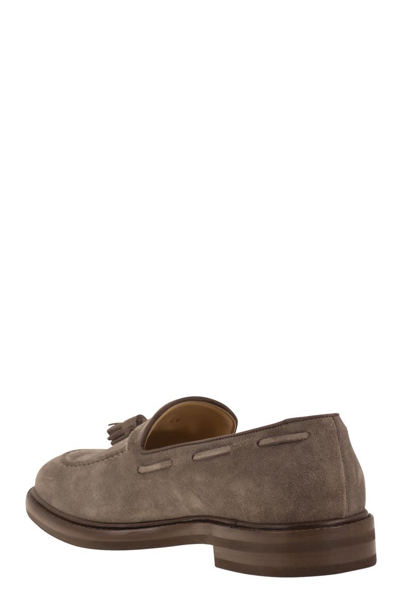 BRUNELLO CUCINELLI Suede Mules with Tassels - Men's Fashion Footwear