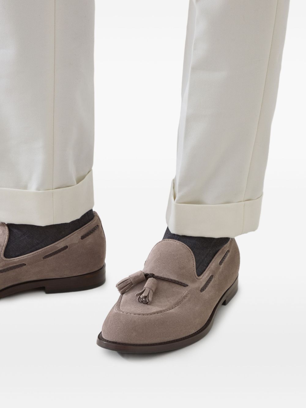 BRUNELLO CUCINELLI Men's Suede Loafers with Tassel Embellishment