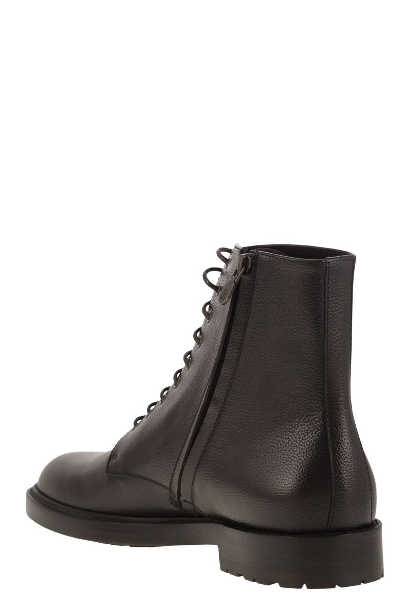 BRUNELLO CUCINELLI Hammered Leather Ankle Boots - Men's Size 3.5 cm Heel