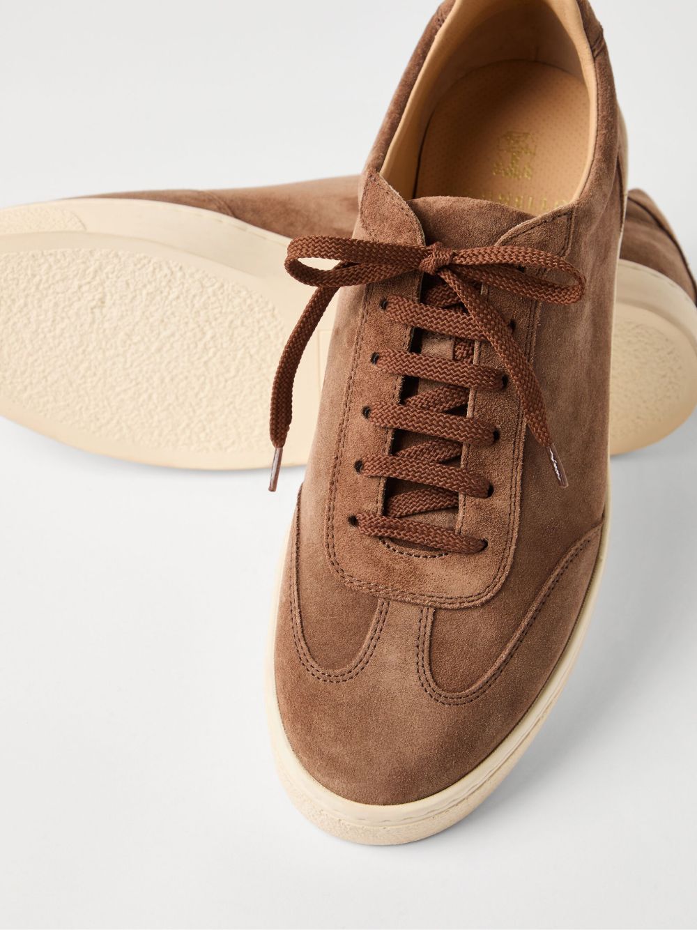 BRUNELLO CUCINELLI Suede Almond Toe Lace-Up Sneakers for Men
