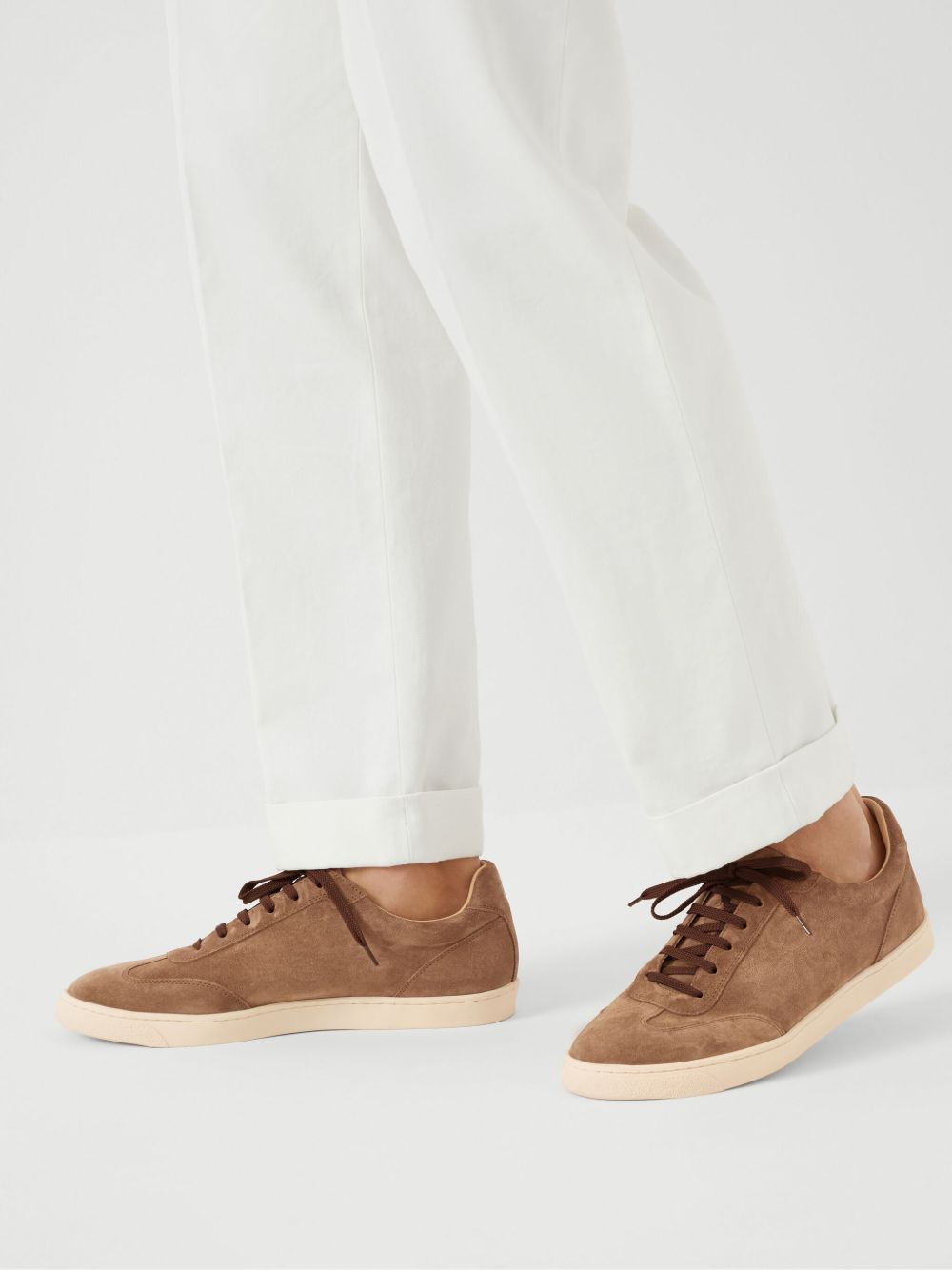 BRUNELLO CUCINELLI Suede Almond Toe Lace-Up Sneakers for Men
