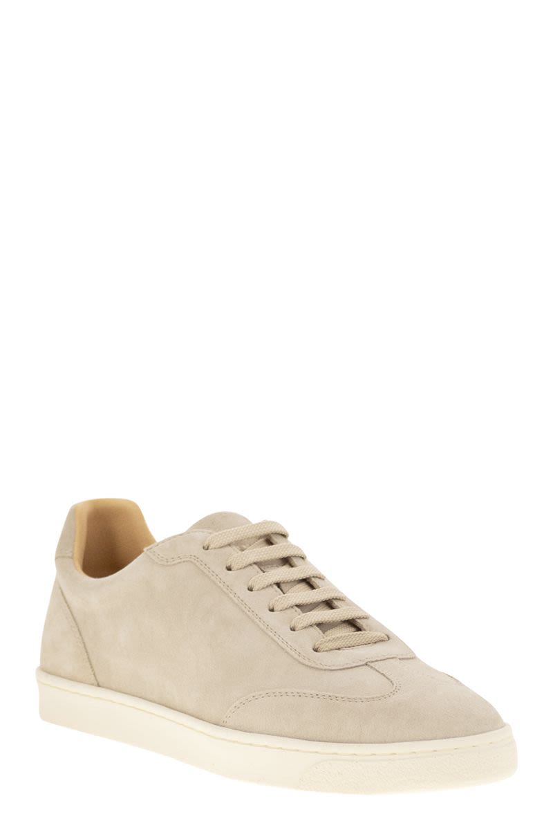 BRUNELLO CUCINELLI Washed Suede Trainers with Latex Sole