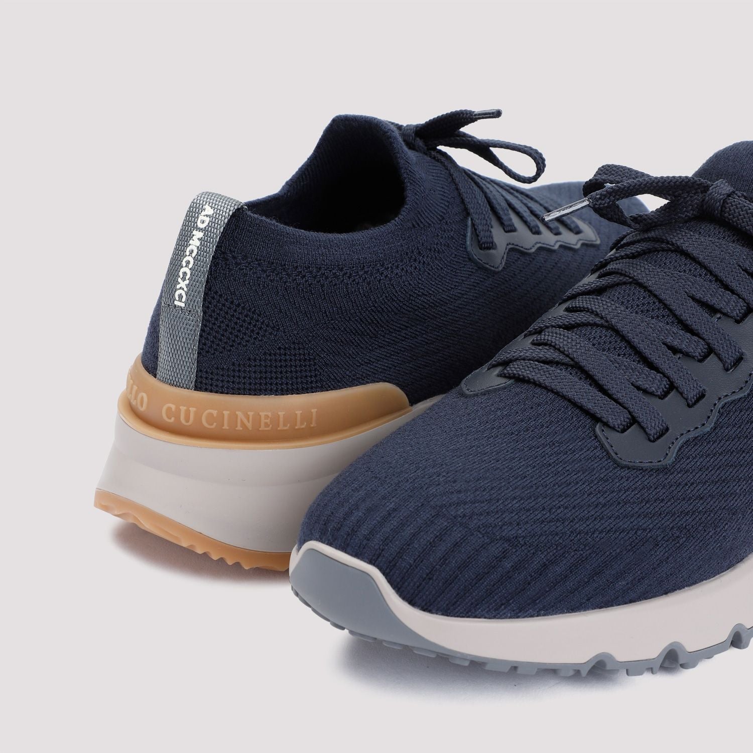 BRUNELLO CUCINELLI Wool Knit Panelled Sneakers with Pull-Tab - Men’s