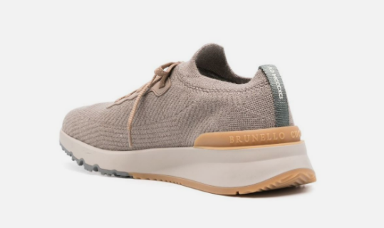 BRUNELLO CUCINELLI Men's Knit Wool Sneakers with Leather Trim